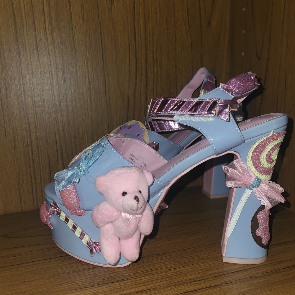 Sugar Thrillz Pink and Blue Teddy Bear Heels